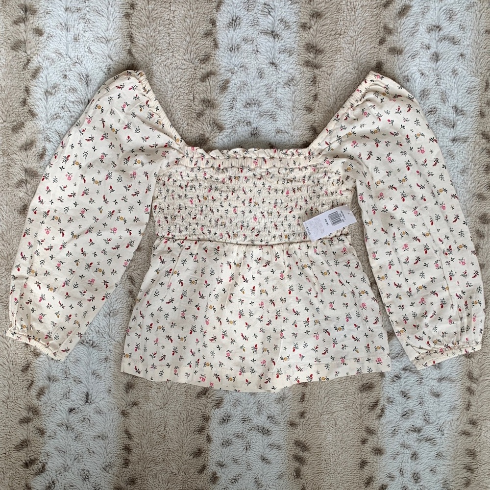 Old Navy Floral Cream Kids Top NWT
